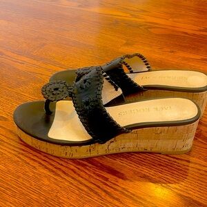 Jack Rogers Black Wedge Sandals like new size 7